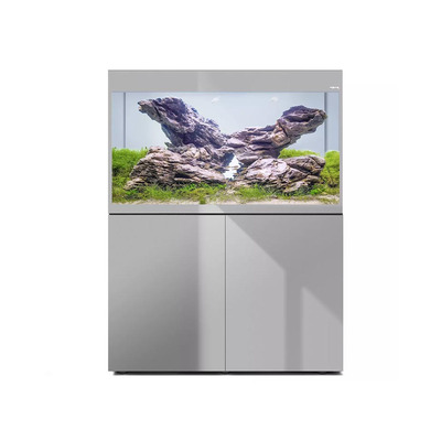 GLOSSY AQUARIUM SET 100 grey LT 2x16W LED 100x40x63cm 215L