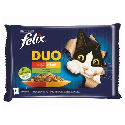 FELIX Fantastic DUO 4x85g jahňacie,kura/brav,zver,zelen
