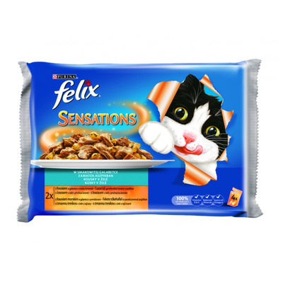 FELIX Sensations Jellies 4x85g losos/treska v och.želé