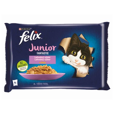 FELIX Fantastic JUNIOR 4x85g kura/losos v želé