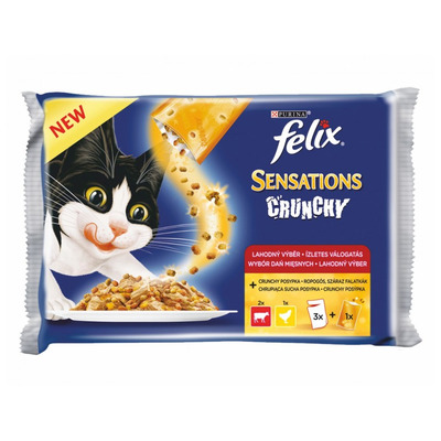 FELIX Crunchy mäsová zmes 3x100g+12g